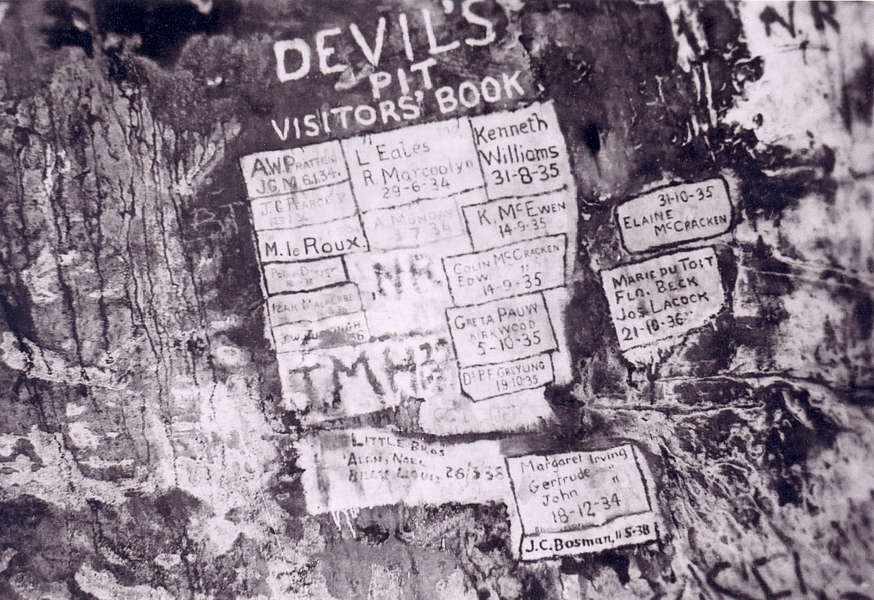 Devils Pit Cave visitors book[Name][][][PSwart]